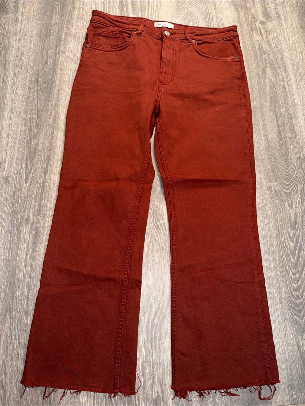 Zara Wide-Leg Jeans in Rust Red Women’s 8